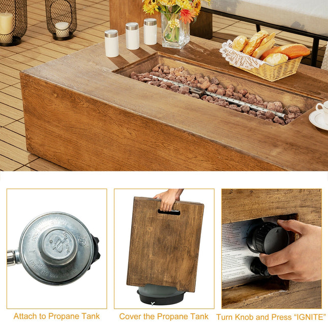 2 Piece Outdoor Propane Fire Pit Table Set - Fire Pits | Patioza