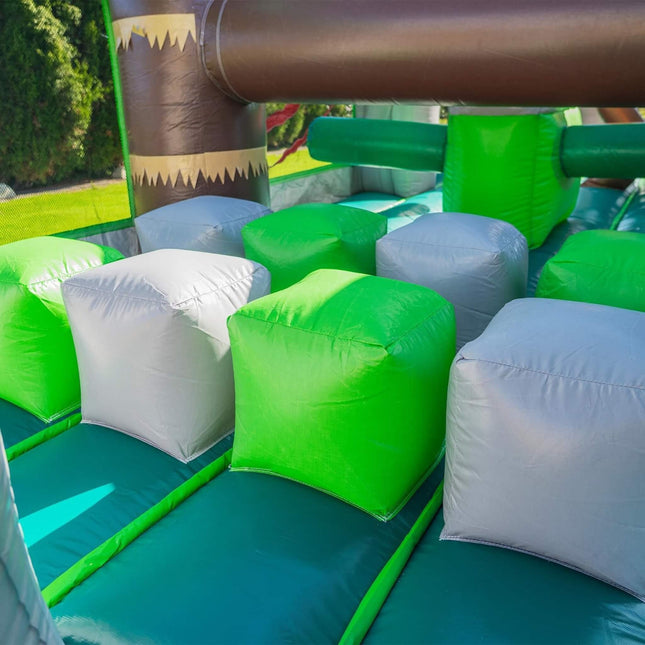 20FT Inflatable Dinosaur Obstacle Course With Blower (SAK90817) - Inflatable Bouncers | Patioza