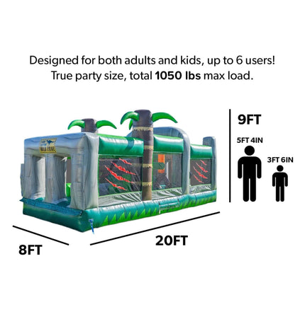 20FT Inflatable Dinosaur Obstacle Course With Blower (SAK90817) - Inflatable Bouncers | Patioza