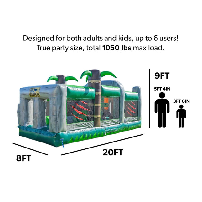 20FT Inflatable Dinosaur Obstacle Course With Blower (SAK90817) - Inflatable Bouncers | Patioza