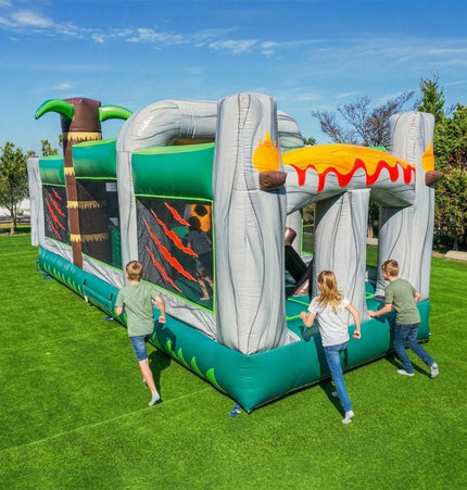 20FT Inflatable Dinosaur Obstacle Course With Blower (SAK90817) - Inflatable Bouncers | Patioza