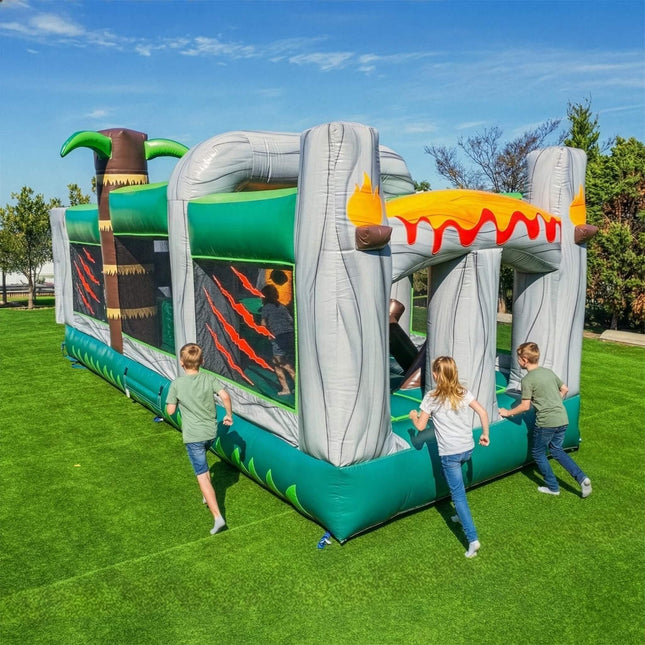 20FT Inflatable Dinosaur Obstacle Course With Blower (SAK90817) - Inflatable Bouncers | Patioza