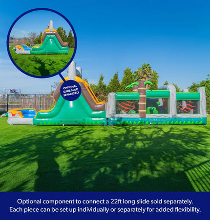 20FT Inflatable Dinosaur Obstacle Course With Blower (SAK90817) - Inflatable Bouncers | Patioza