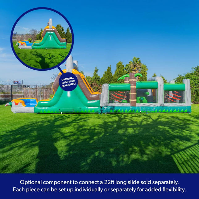 20FT Inflatable Dinosaur Obstacle Course With Blower (SAK90817) - Inflatable Bouncers | Patioza