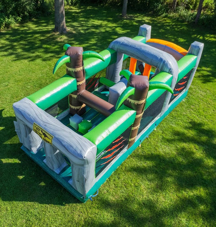 20FT Inflatable Dinosaur Obstacle Course With Blower (SAK90817) - Inflatable Bouncers | Patioza