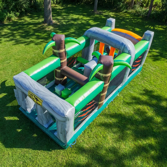 20FT Inflatable Dinosaur Obstacle Course With Blower (SAK90817) - Inflatable Bouncers | Patioza