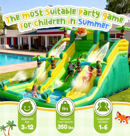 Inflatable Water Slide Park With Pool And Climbing Wall (SAK90736) - Inflatable Bouncers | Patioza