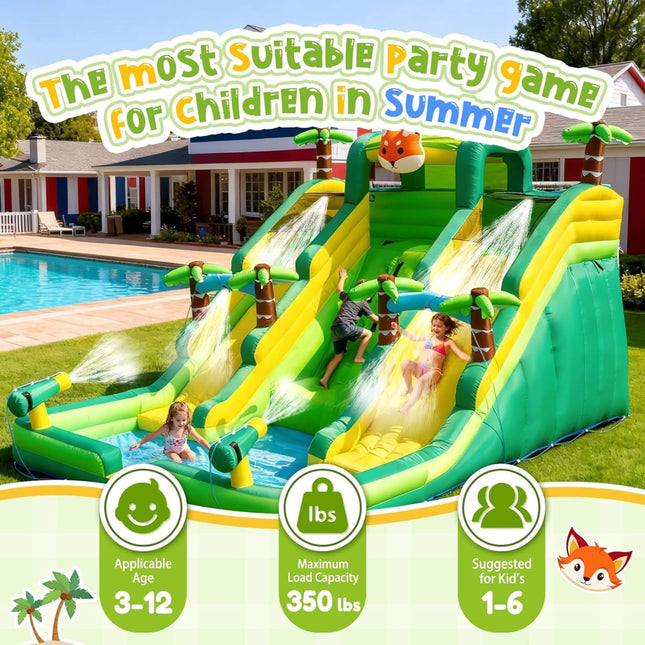 Inflatable Water Slide Park With Pool And Climbing Wall (SAK90736) - Inflatable Bouncers | Patioza