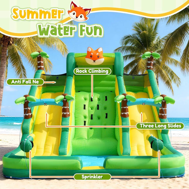 Inflatable Water Slide Park With Pool And Climbing Wall (SAK90736) - Inflatable Bouncers | Patioza