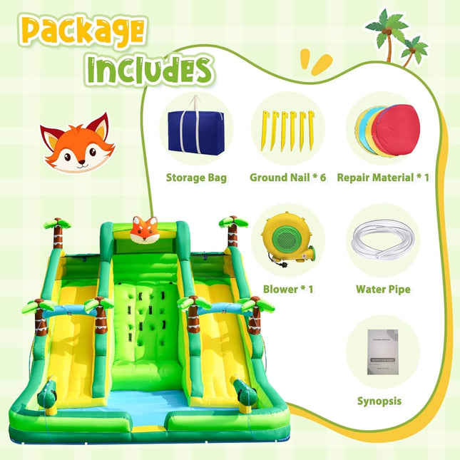 Inflatable Water Slide Park With Pool And Climbing Wall (SAK90736) - Inflatable Bouncers | Patioza