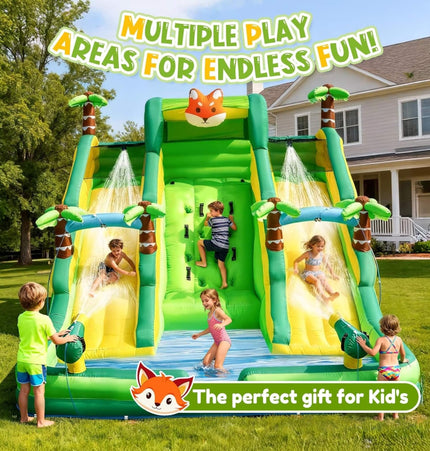 Inflatable Water Slide Park With Pool And Climbing Wall (SAK90736) - Inflatable Bouncers | Patioza