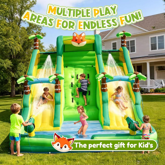 Inflatable Water Slide Park With Pool And Climbing Wall (SAK90736) - Inflatable Bouncers | Patioza
