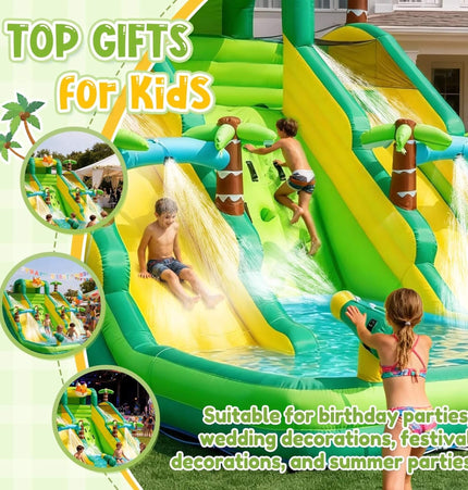 Inflatable Water Slide Park With Pool And Climbing Wall (SAK90736) - Inflatable Bouncers | Patioza
