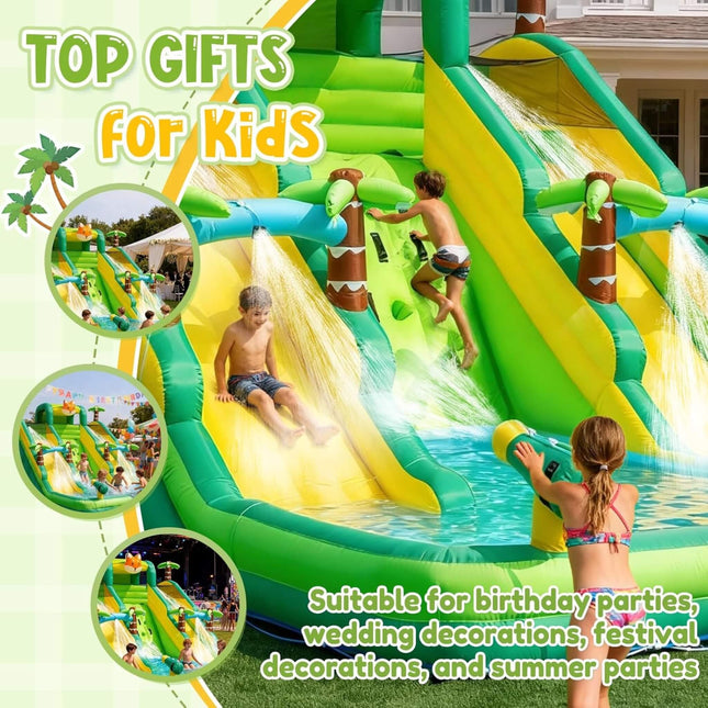 Inflatable Water Slide Park With Pool And Climbing Wall (SAK90736) - Inflatable Bouncers | Patioza