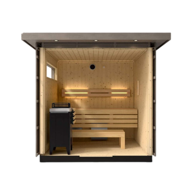 Kohler C2 Outdoor Weathered Gray Spruce Sauna Kit (SAK39184) - Saunas | Patioza