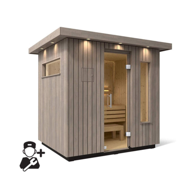 Kohler C2 Outdoor Weathered Gray Spruce Sauna Kit (SAK39184) - Saunas | Patioza