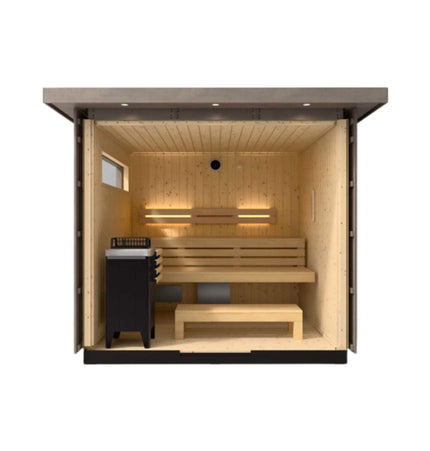 Kohler C2 Outdoor Weathered Gray Spruce Sauna Kit (SAK39184) - Saunas | Patioza