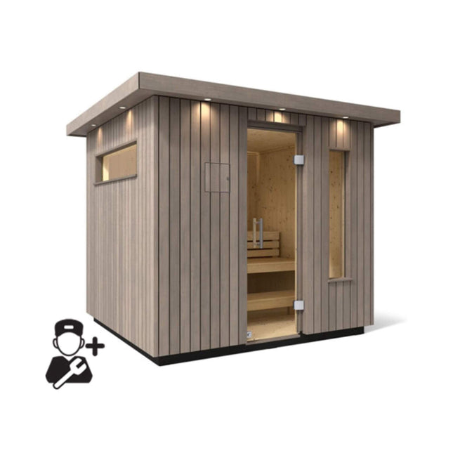 Kohler C2 Outdoor Weathered Gray Spruce Sauna Kit (SAK39184) - Saunas | Patioza