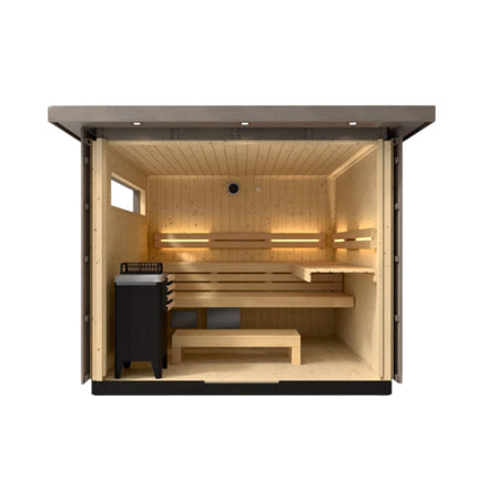 Kohler C2 Outdoor Weathered Gray Spruce Sauna Kit (SAK39184) - Saunas | Patioza