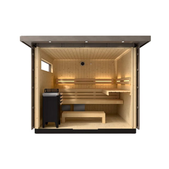 Kohler C2 Outdoor Weathered Gray Spruce Sauna Kit (SAK39184) - Saunas | Patioza