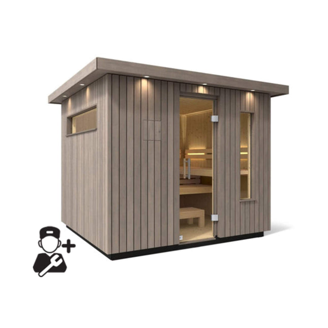 Kohler C2 Outdoor Weathered Gray Spruce Sauna Kit (SAK39184) - Saunas | Patioza