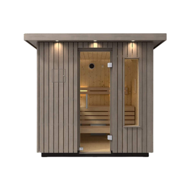 Kohler C2 Outdoor Weathered Gray Spruce Sauna Kit (SAK39184) - Saunas | Patioza