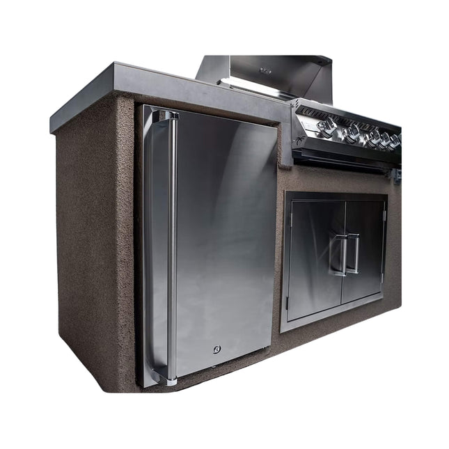 KoKoMo Grills 7 Ft. Straight BBQ Island with Built-In Grill and Refrigerator [Made-To-Order]