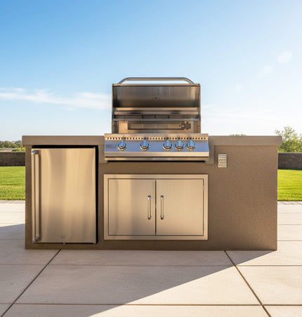 KoKoMo Grills 7 Ft. Straight BBQ Island with Built-In Grill and Refrigerator [Made-To-Order]