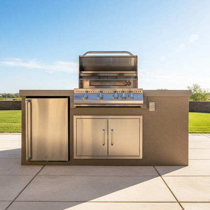 KoKoMo Grills 7 Ft. Straight BBQ Island with Built-In Grill and Refrigerator [Made-To-Order]