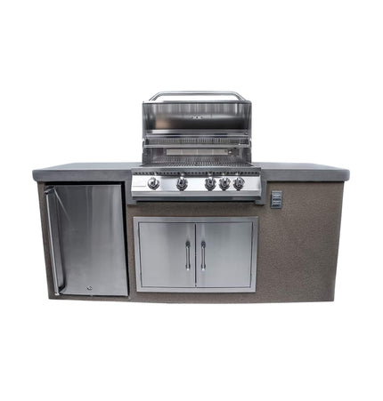 KoKoMo Grills 7 Ft. Straight BBQ Island with Built-In Grill and Refrigerator [Made-To-Order]