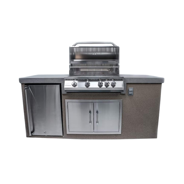 KoKoMo Grills 7 Ft. Straight BBQ Island with Built-In Grill and Refrigerator [Made-To-Order]
