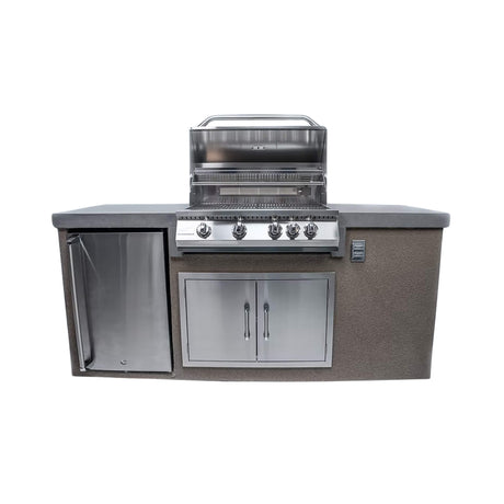 KoKoMo Grills 7 Ft. Straight BBQ Island with Built-In Grill and Refrigerator [Made-To-Order] - Outdoor Kitchen Islands | Patioza