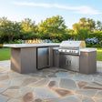 KoKoMo Grills Baja 9 Ft. BBQ Island with LEDs, Built-In Grill, Fire Burner, and Refrigerator [Made-To-Order] - Outdoor Kitchen Islands | Patioza