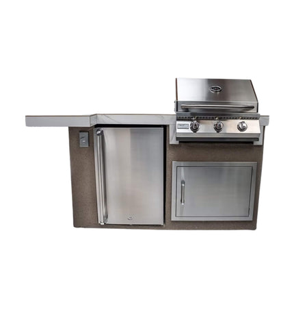 KoKoMo Grills Mini Maui 6FT BBQ Island With LED Lights, Built-In BBQ And Refrigerator [Made-To-Order] (SAK53828) - Outdoor Kitchen Islands | Patioza