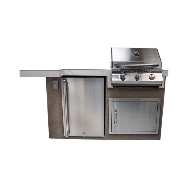 KoKoMo Grills Mini Maui 6FT BBQ Island With LED Lights, Built-In BBQ And Refrigerator [Made-To-Order] (SAK53828) - Outdoor Kitchen Islands | Patioza