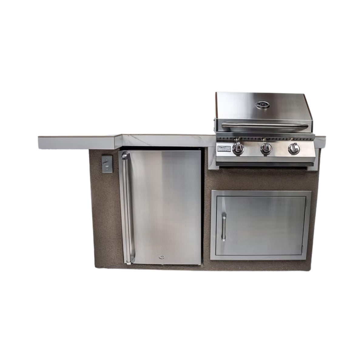 KoKoMo Grills Mini Maui 6FT BBQ Island With LED Lights, Built-In BBQ And Refrigerator [Made-To-Order] (SAK53828) - Outdoor Kitchen Islands | Patioza