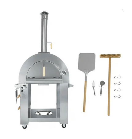 KoKoMo Grills Premium 32 - Inch Stainless Steel Dual Fuel Gas Or Wood Fired Pizza Oven [KO - PIZZAOVEN] (SAK14753) - Outdoor Kitchen | Patioza
