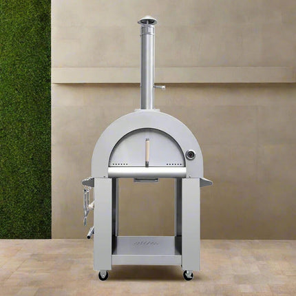 KoKoMo Grills Premium 32 - Inch Stainless Steel Wood Fired Pizza Oven [KO - PIZZAOVEN] (SAK92618) - Outdoor Kitchen | Patioza