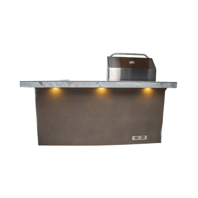 KoKoMo Grills St. John 7 Ft. BBQ Island with LEDs, Built-In Grill, Refrigerator, and Electrical Outlet [Made-To-Order]