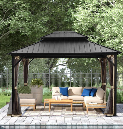 Ainfox 12 Ft. W x 10 Ft. D Aluminum Patio Gazebo - Gazebos | Patioza