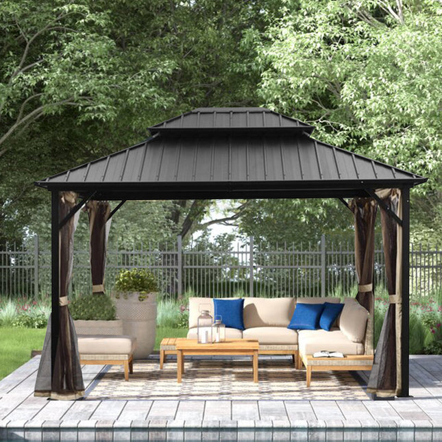 Ainfox 12 Ft. W x 10 Ft. D Aluminum Patio Gazebo - Gazebos | Patioza