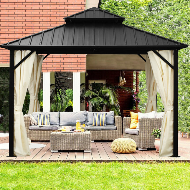 Ainfox 10 Ft. W x 10 Ft. D Aluminum Patio Gazebo - Gazebos | Patioza