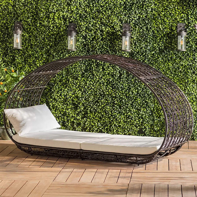 Alora Abigal Large 2-Person Outdoor Wicker Daybed with Aluminum Frame and Cushions - Outdoor Furniture Sets | Patioza