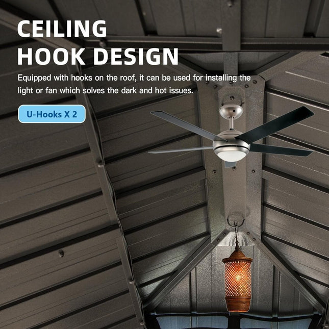 [12X14FT] Large Heavy - Duty All - Season Steel Top Aluminum Double Roof Backyard Gazebo (SAK97284) - Gazebos | Patioza