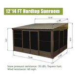 [12X14FT] Alora Haven Large Outdoor All-Season Wall-Mounted Sunroom With Galvanized Steel Roof & Moveable PVC Screen (SAK46475) - Sunrooms | Patioza