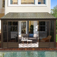 [12X14FT] Alora Haven Large Outdoor All-Season Wall-Mounted Sunroom With Galvanized Steel Roof & Moveable PVC Screen (SAK46475) - Sunrooms | Patioza