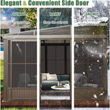 [12X14FT] Alora Haven Large Outdoor All-Season Wall-Mounted Sunroom With Galvanized Steel Roof & Moveable PVC Screen (SAK46475) - Sunrooms | Patioza