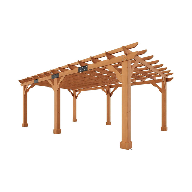 Alora Large Outdoor Cedar Wood Pergola Kit With Slatted Roof (SAK31064) - Pergolas | Patioza