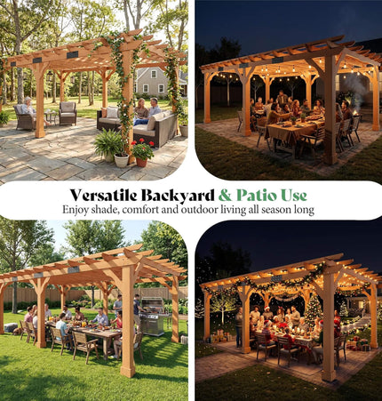 Alora Large Outdoor Cedar Wood Pergola Kit With Slatted Roof (SAK31064)