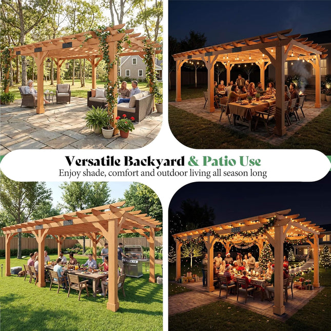 Alora Large Outdoor Cedar Wood Pergola Kit With Slatted Roof (SAK31064) - Pergolas | Patioza